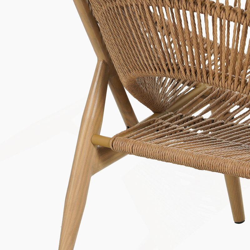 Chaise longue d'extérieur en osier brun pâle avec coussin beige, ensemble de 2, 2, Brun clair, Beige 