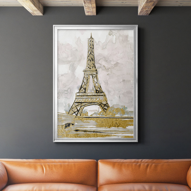 Toile encadrée de qualité supérieure Tour Eiffel Eiffel, Cadre argenté, H 30,5 po x l 22,5 po x P 1 po