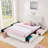 Queen Size Kids Upholstered Bed with Oversized Rabbit Ear Headboard and Music Sync, LED Light & 4 Storage Drawers, Boucle Fabric (84.5''X62.75''X41'')-1925109568