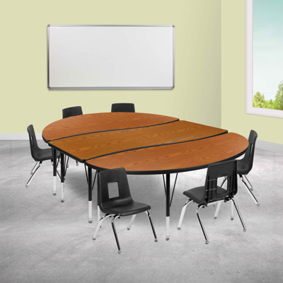 Goddard 76" Oval Wave Flexible Laminate Activity Table Set with 12" Student Stack Chairs