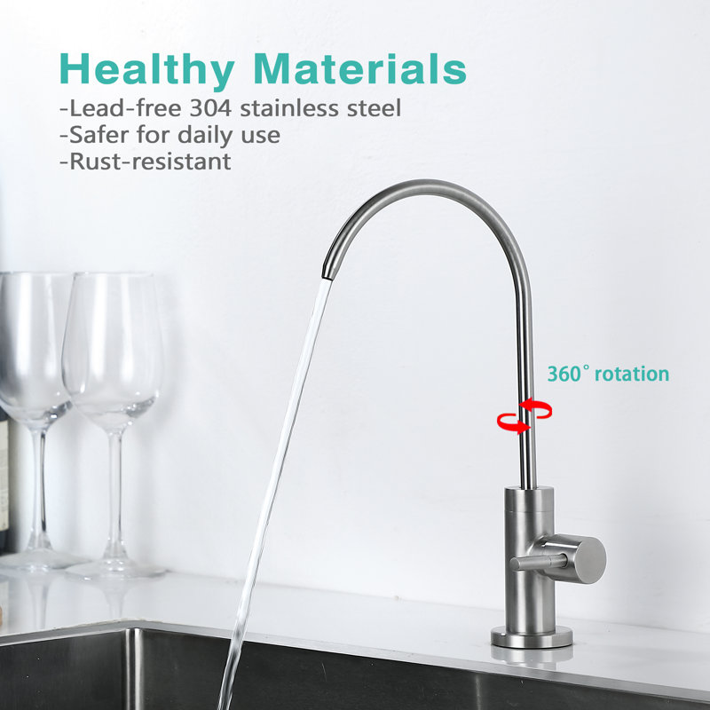 Lead-free Single-Handle Kitchen Faucet in Stainless Steel Fit for Reverse Osmosis System, Brushed Nickel