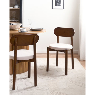 48cm H Fabric Upholstered Slat Back Side Chair in Beige