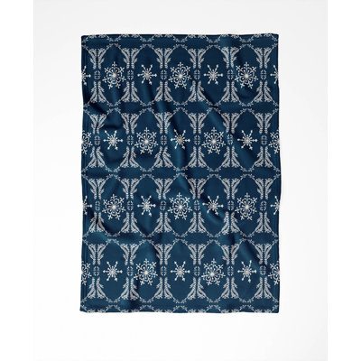 Snowflake Block Print Holiday Velveteen Throw