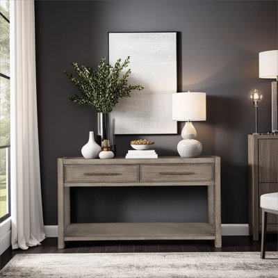 Table de canapé Bridgevine Home Cypress Lane de 54 pouces, aucun assemblage requis, finition chêne blanc