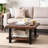 Pomona 27" Square Solid Wood Coffee Table with Metal Legs, Natural-1103043043