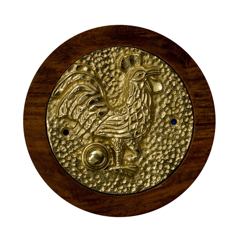 Rooster Doorbell Button, Polished Brass