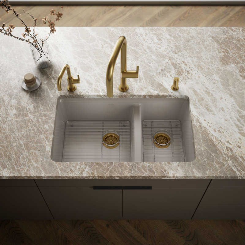 Riverby 33 In. Undermount Double-Bowl Kitchen Sink, Truffle