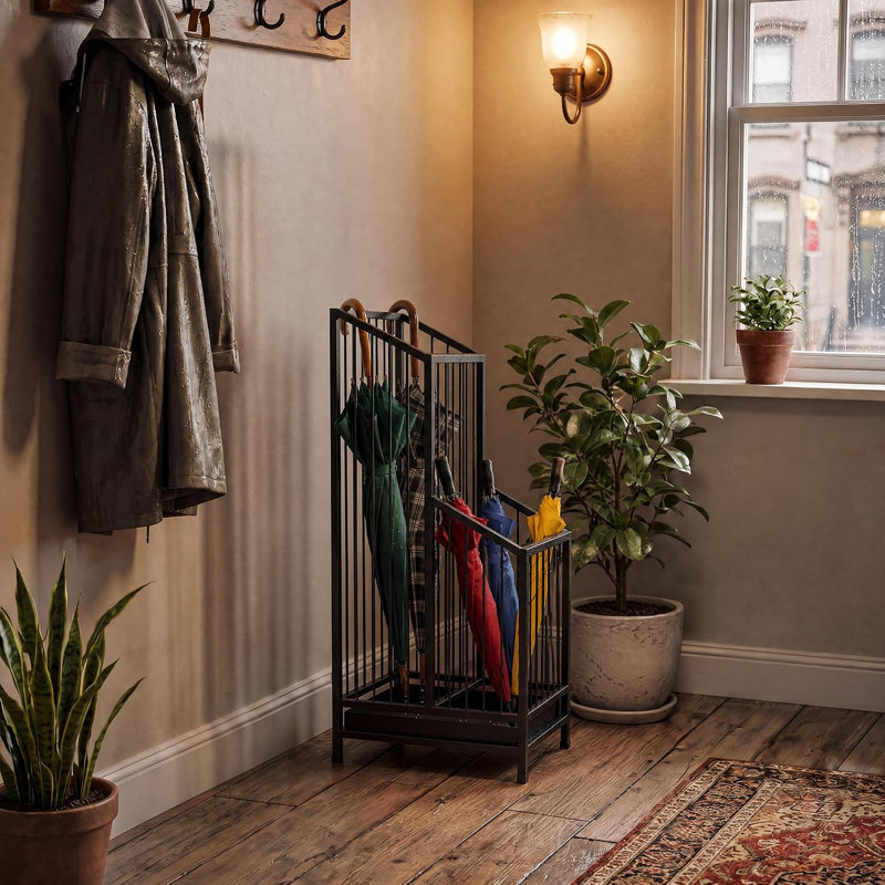 2-Tier Black Metal Umbrella Stand