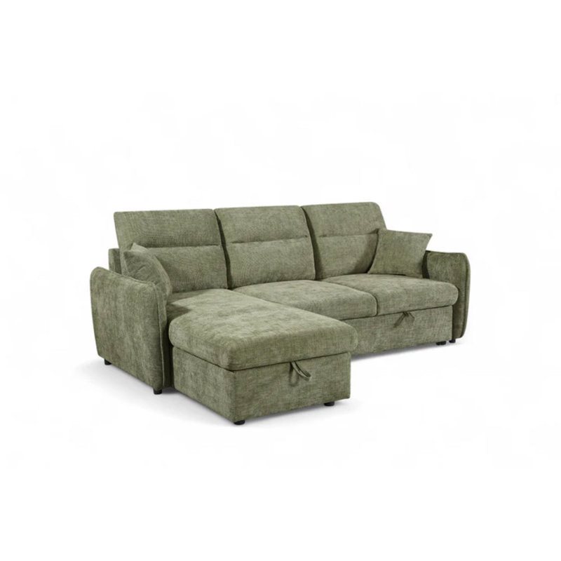 4 Seater Sofa Bed, Left Hand Facing, Green
