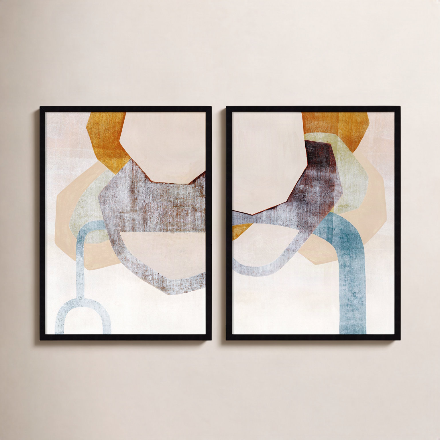 Desert Rockfalls 2-Piece Print Set, Black, 33" H x 53" W