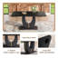 Ensemble de table de salle à manger moderne en grain de bois noir pour 6 personnes avec chaises capitonnées en cuir synthétique-428240388