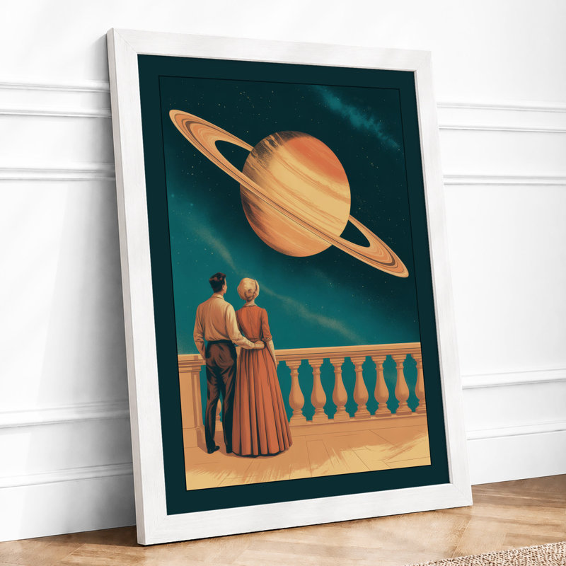 Watchers of Distant Worlds Retro - Framed Print, A2 - 59.4 x 42.0 cm, White
