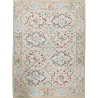 Tapis ivoire et beige noué à la main de haute qualité