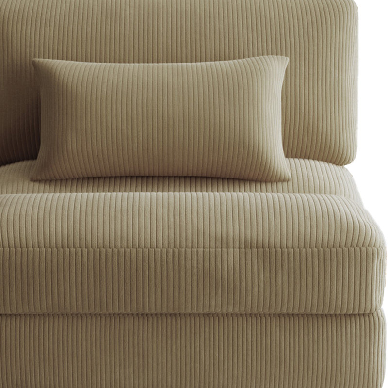 Maelina Upholstered Camel Corduroy Armless Chair with Pillow Back, Single Chair Module Part For Sectional Sofa, Camel