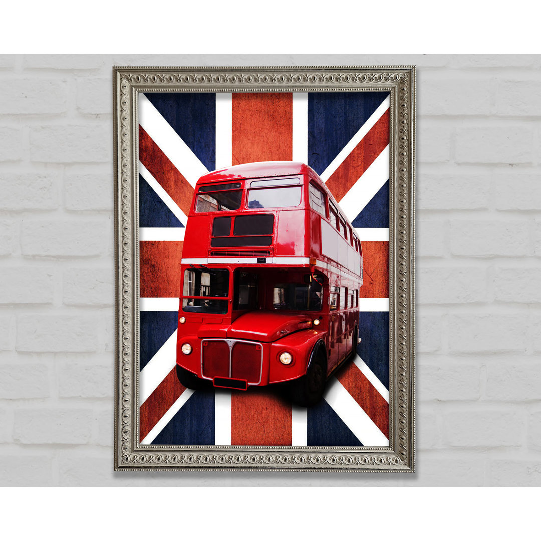 Roter Bus auf der britischen Flagge - Druck