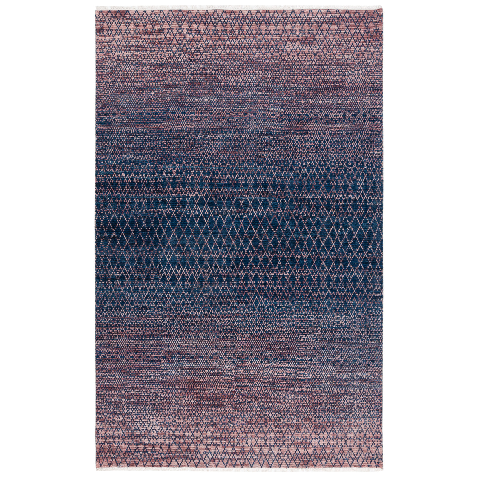 Bunbury Handmade Navy / Pink Rug, Rectangle 8' x 10'