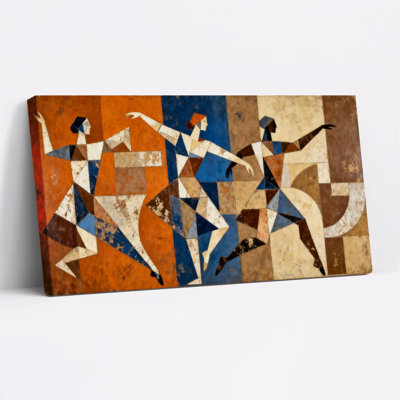 «Geometric Dancers», ensemble de 1 reproduction d'art sur toile tendue