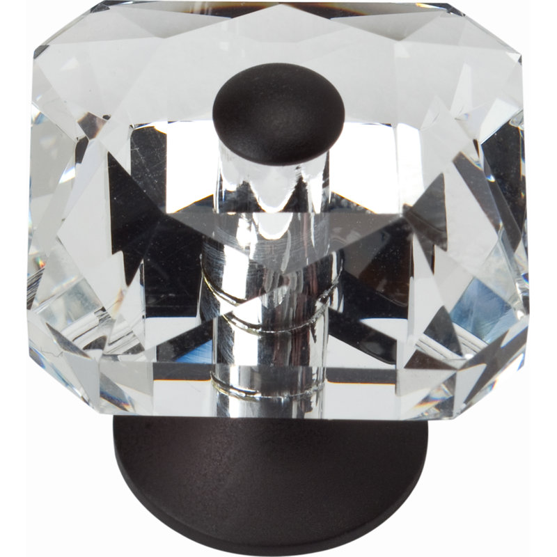 Crystal 1 1/2" Length Square Knob, Matte Black
