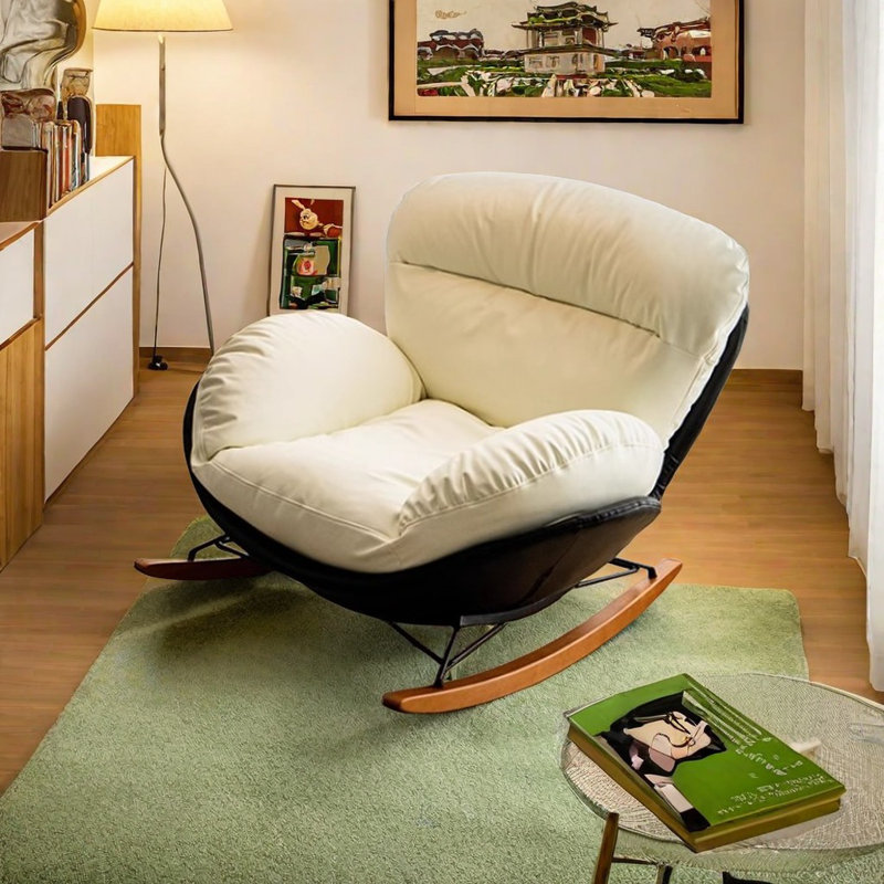 Chaise berçante romantique et décontractée, Blanc, Noir