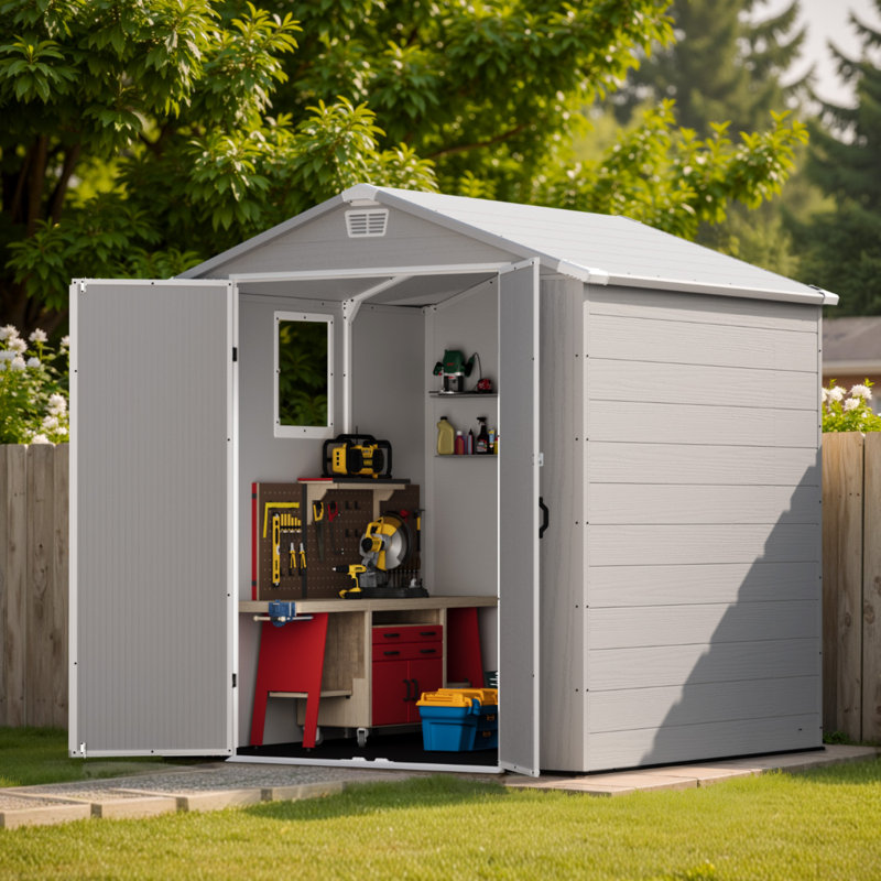 6 Ft. W X 6 Ft. D Resin Outdoor Storage Shed, Weather-Resistant Outdoor Storage With Reinforced Design, White