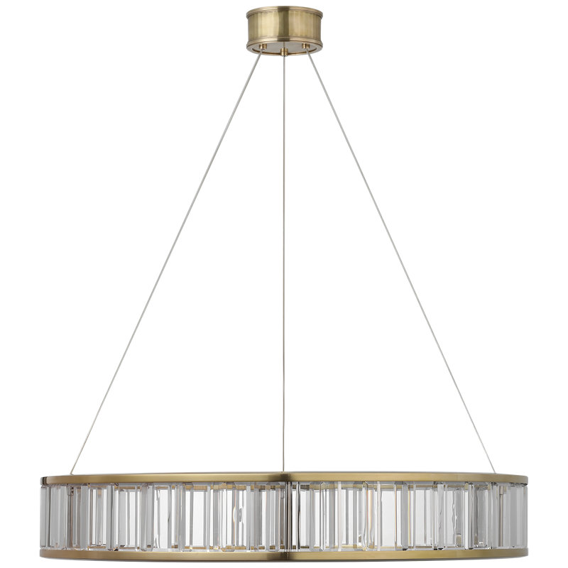 Chapman & Myers Iterna 30" Ring Chandelier with Alabaster, Antique-Burnished Brass