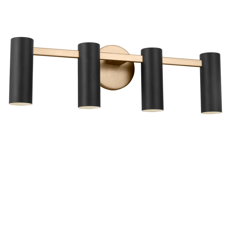 Meuble-lavabo à quatre lumières Zentro, Laiton satiné, Non