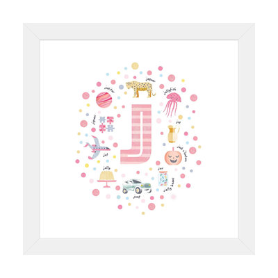 Lettre illustrée J rose - impression