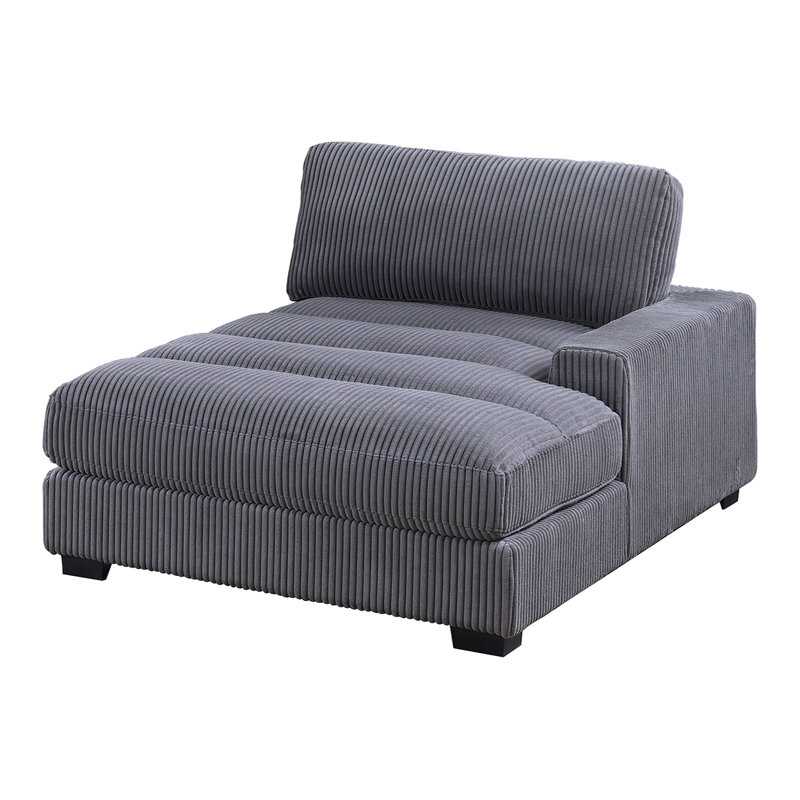 Chaise longue en velours côtelé Bahadur, Gris