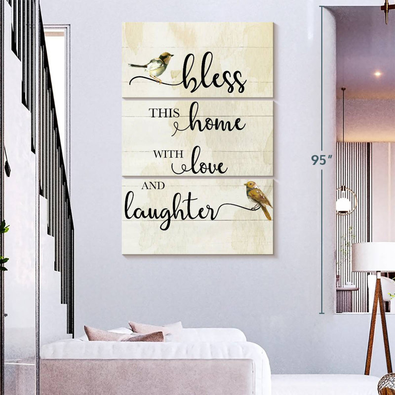 Plaque murale «Bless This Home Songbirds», H 74 po x l 48 po