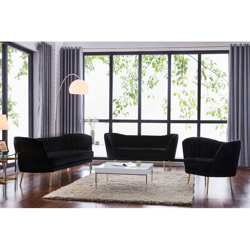 fauteuil demi-tonneau Koger, Velours noir