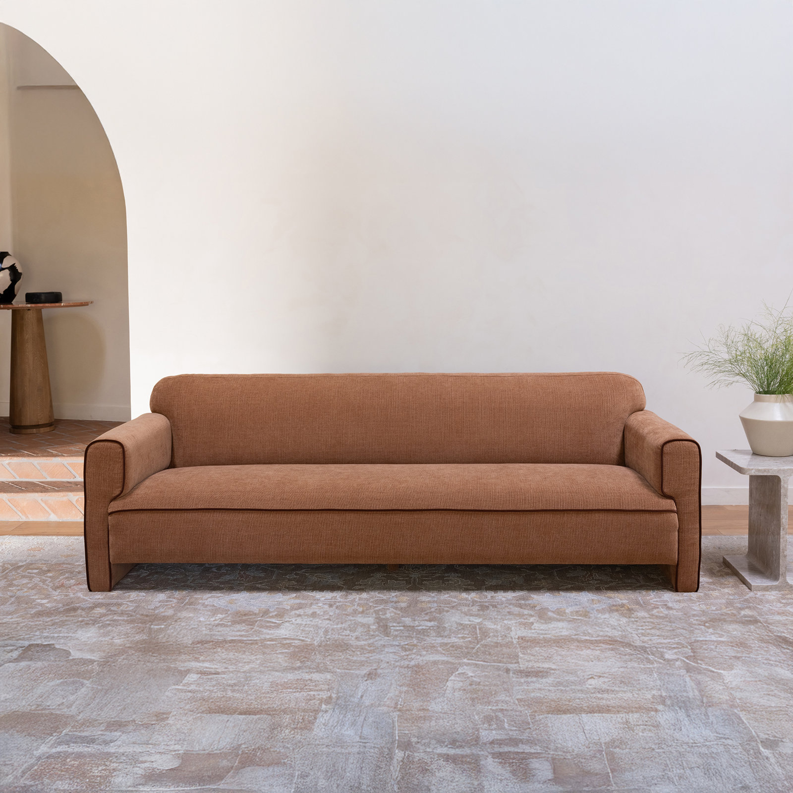 Bieke 90" Upholstered Sofa , Solid Brown