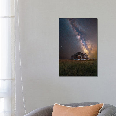 «Starry Night Milky Way Over Old Home On The Colorado Eastern Plains», reproduction d'art sur toile tendue