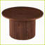 Table basse Mid-Century moderne en placage de bois de noyer, table de salon ronde 27,56 po peu encombrante avec base en métal, facile à assembler-282162583