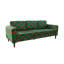 Ensemble de canapé rembourré à motif vert avec structure en bois massif et pieds en bois naturel