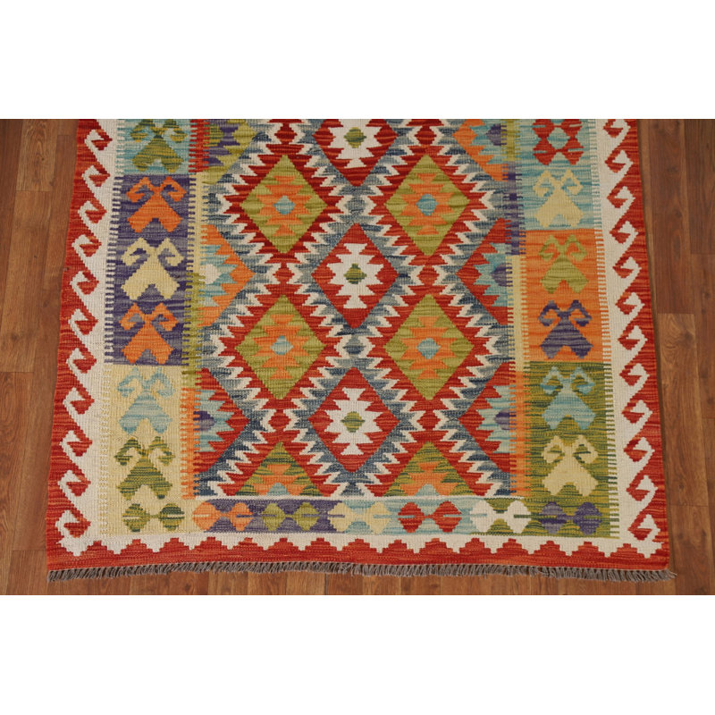 Multolor Kilim Reversible Wool Rug 4x6