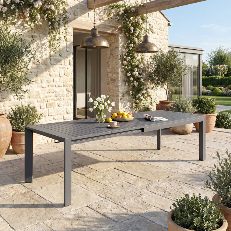 Table de salle à manger rectangulaire extensible en aluminium pour l'extérieur, Gray