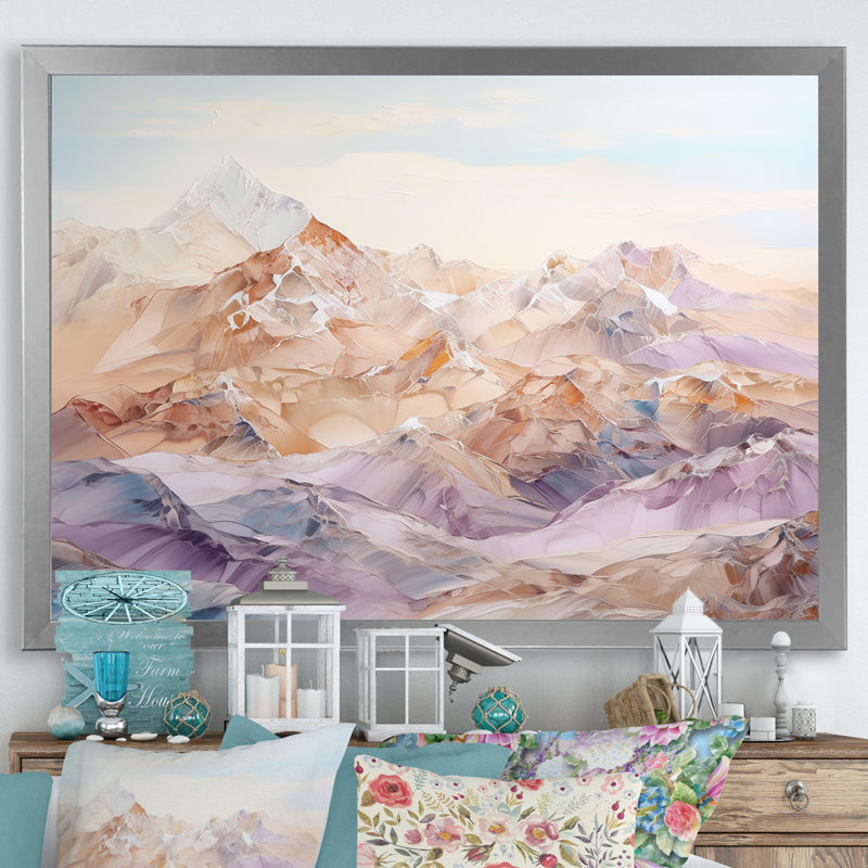 Montagne, beauté silencieuse sur toile, Cadre simple argenté, H 34 po x l 44 po x P 1,5 po