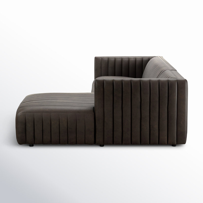 Brandt Upholstered L-Shaped Sectional, Deacon Wolf Genuine Leather, Right Hand Facing, 26.5" H x 105" W x 64" D