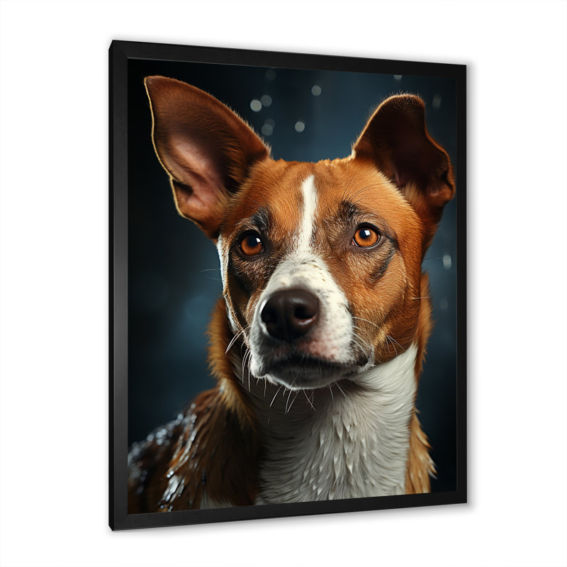 «Dog Basenji Bliss II» sur toile, H 32 po x l 24 po x P 1 po, Cadre simple noir