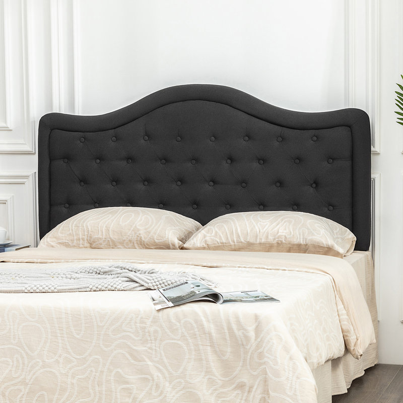 64-Inch Upholstered Tufted Headboard, Black