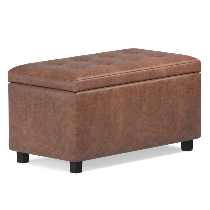 Banc repose-pieds avec rangement caché Cosmopolitan, Brun selle vieilli