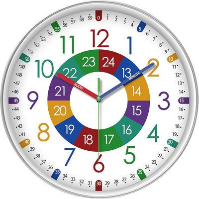 XFM Petite horloge apprenant pour les enfants Horloge colorée pour enfants pour la chambre à coucher