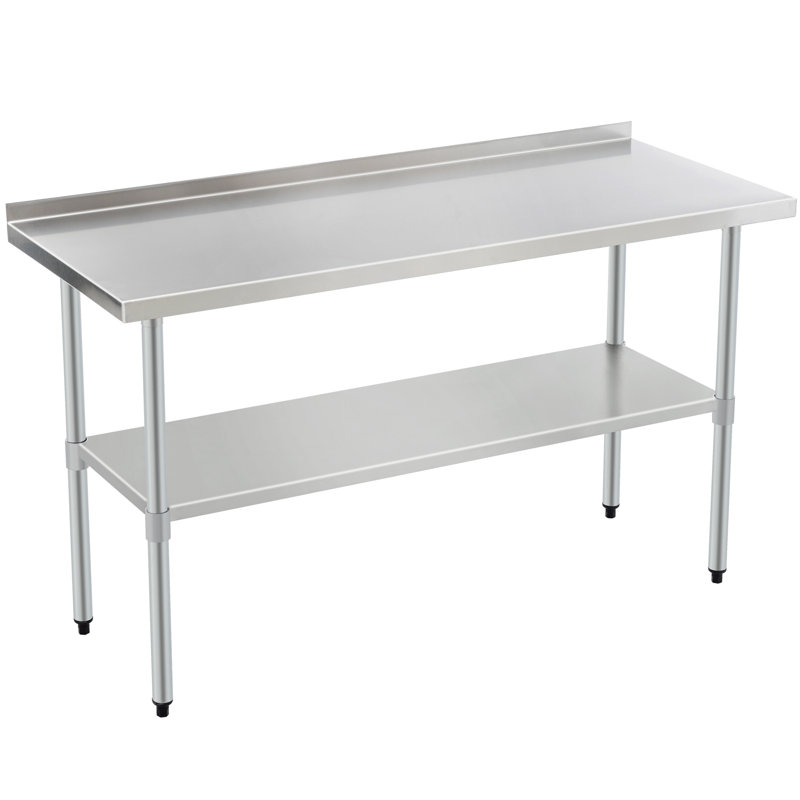 Table de travail en acier inoxydable avec table de préparation en métal, H 36,81 po x L 60,04 po x l 24,02 po