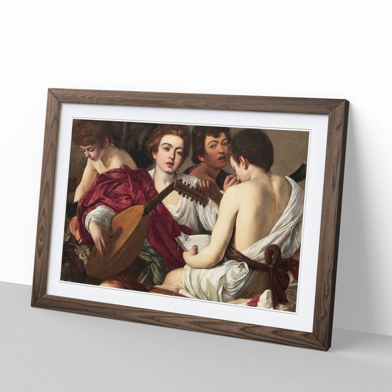 Music by Caravaggio - Picture Frame Painting, 48cm H x 65cm W x 2cm D, Walnut Framed