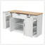 Buffet de rangement multifonctionnel avec table de salle à manger extensible, tablettes réglables et support coulissant à 3 niveaux-1123585528