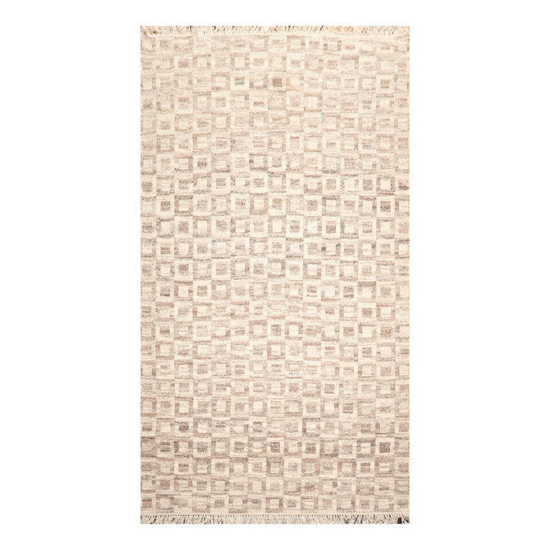 Tapis beige en laine noué à la main Blackowski