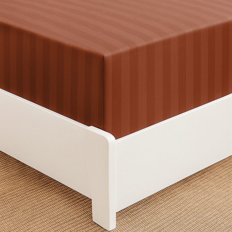 Tabbitha Striped Microfiber Standard Fitted Sheet, Rust, Single (3')