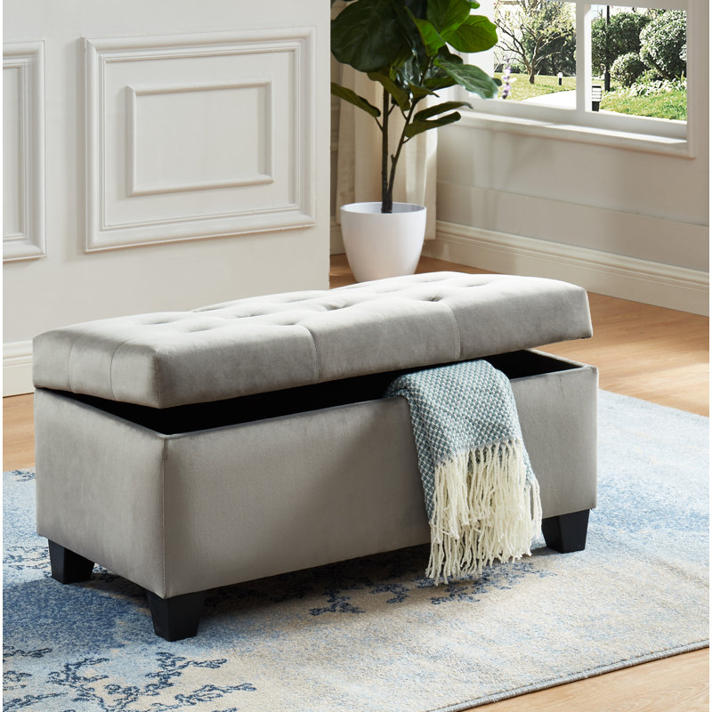 Carmelita Velvet Ottoman, Gray