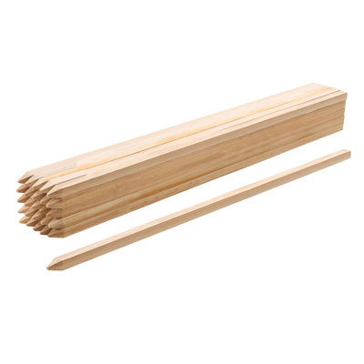 Piquets de jardin en bois, piquets de calibre 36 po x 0,75 po x 0,75 po, piquet de jardin avec pointes acérées, piquet de soutien pour plante de bois de sapin, poteaux de signalisation pour les clôtures Silt