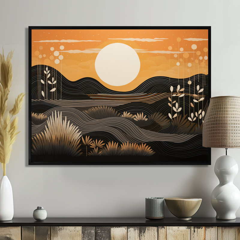 Pleine lune blanche sur la plage - reproduction d'art mural côtier, Cadre flottant noir, bois massif, H 30 po x l 40 po